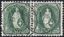 1907, komplette A-Serie sauber gestempelt, Nr. 98A als waagr. Paar.