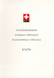 1970, kompl. Satz Werbemarken in PTT Faltblatt mit Unterschriften von ...