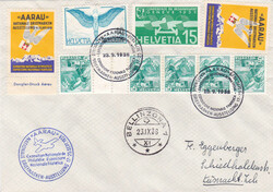 1938, 4 versch. Flugpost Briefe mit Kehrdrucke und Zwischenstege plus ...