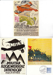 1989, "75 Jahre Fliegertruppen, Bern 1.8.89", Sonderstempel auf 4 ...