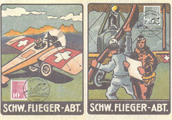 1989, "75 Jahre Fliegertruppen, Bern 1.8.89", Sonderstempel auf 6 ...