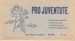 1964, Originalpack PJ Glückwunschkarten, 4 Stück, ungebraucht, ...