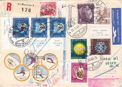 1948, R-Flugbrief nach Jerusalem/Palestine mit Mischfrankatur und ...