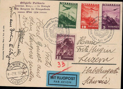1936, Flugpostkarte von Wien nach Luzern.Automatically generated ...