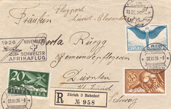 1926, 1. Afrikaflug Zürich - Alexandria - Dürnten, rs. AK-Stempel, ...