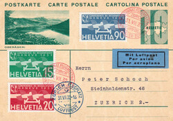 1932, GS Karte mit Flugserie F16-F18. Kat. 120.-+