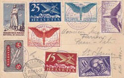 1924, Les Rangiers Flugtag, Karte mit toller Ikarus Satzfrankatur und ...