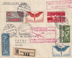 13.2.33, Zürich - Milano - Arosa, 8 verschiedene Briefe mit tollen ...
