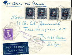 1939-1948, SPANIEN, Lot von 3 Flugpost-Briefen in die Schweiz