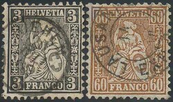 1862-78, SITZ. HELVETIA, Doublettensammlung weisses Papier auf ...