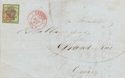 1847, 5Rp. mit gutem Schnitt auf Faltbrief mit roter Rosette und ...