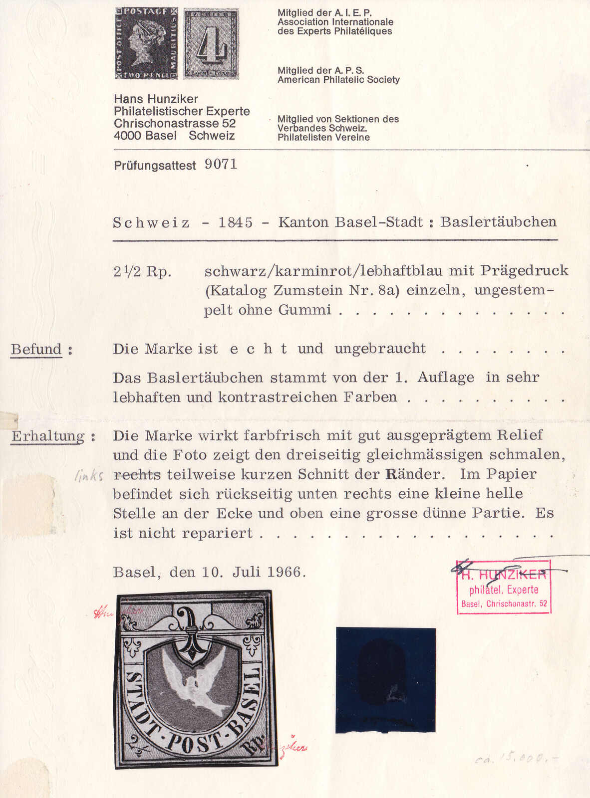 Image 1 for lot number 306 for Leandra Honegger Briefmarken 73rd Auction