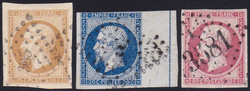 1853, 10c, 20c + 80c-Werte, meist breit und sauber geschnitten, ...