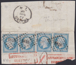 2x 80centimes-Frankaturen auf kleinen Briefteilen, alle Marken ...