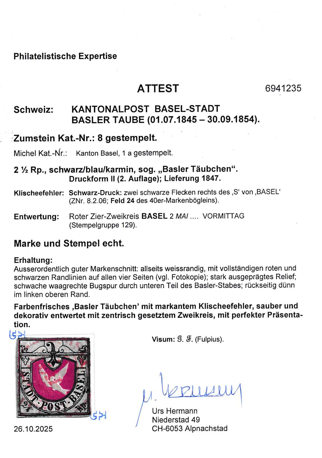 Image 1 for lot number 86 for Leandra Honegger Briefmarken 71st Auction