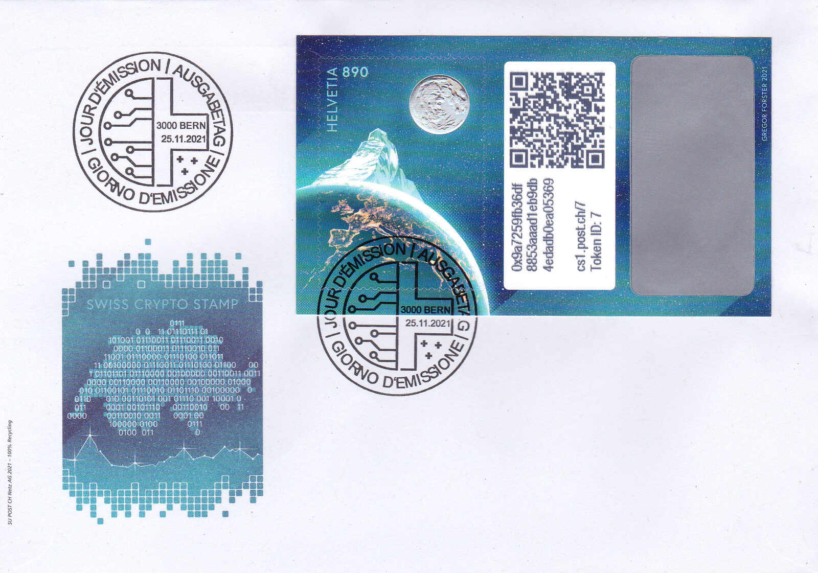 2021, Satz von 7 FDC's der 7 verschiedenen Block (Token ID 1-7) mit ...
