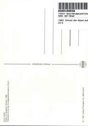 1992, Schutz der Alpen auf farbiger Plakat-AK, attraktive MK ...
