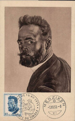 1954, Ferdinand Hodler auf entsprechender MK, mit Stempel des ...
