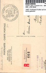 1954, Ferdinand Hodler auf entsprechender MK, mit Stempel des ...