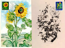 1961, Furrer, Wiesen- und Gartenblumen, Satz auf 5 MKs mit ET-Stempel