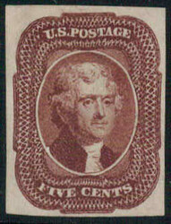 1851, 5 C. rotbraun (marron), farbfrisch, allseitig vollrandig, ...