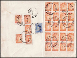 1912, 25 x 3 L., davon ein 20er-Block und 1 L. als Einzelmarke, ...