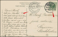 1912, besonders seltener Stempel, als Ankunftsstempel STOCKHOLM ...