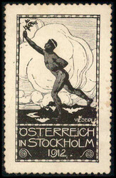 1912, ÖSTERREICH IN STOCKHOLM, seltene schwarz/weiss Vignette, ...