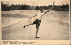 1912, S-Karte Nr. 53, Kugelstosser Einar Nilsson, frankiert mit 10 Ö ...