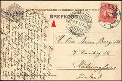 1912, S-Karte Nr. 53, Kugelstosser Einar Nilsson, frankiert mit 10 Ö ...