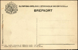 1912, offizielle Karte, Nr. 107, Lewis der Gewinner im Zeitfahren, ...