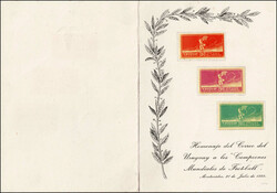 1924, URUGVAY, Geschenk-Faltkarte, mit der Serie der uruguayischen ...