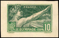 1924, Jeu Olympique de Paris, 10 c., ungezähnt, farbfrisch, ...