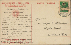 1924, Sonder-AK, sitzender Athlet, frankiert mit Tellbrustbild 10 Rp. ...