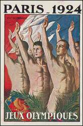 1924, Sonder-AK,VII OLYMPIDE, grüssende Turner, frankiert mit 2x 25 ...