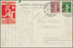 1920, Vignette: SCHWEIZ. OLYMPISCHE-MARKE, ANVERS 1920 ANTWERBEN, auf ...
