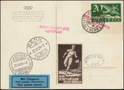 1928, braune Vignette:1928 IX'OLYMPIADE AMSTERDAM, Läufer, frankiert ...