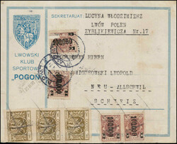 1924, Polen, Infla-Frankatur, dazu auf der Rückseite 6 Vignetten mit ...