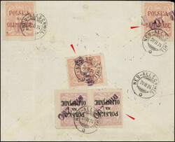 1924, Polen, Infla-Frankatur, dazu auf der Rückseite 6 Vignetten mit ...