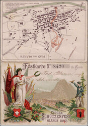 1892, EIDGEN- SCHÜTZENFEST GLARUS, schöne Festkarte No 8420, für ...