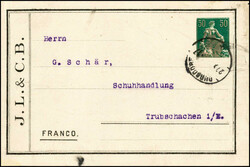 Privater Klebeadresszettel von J.L. & C.B., mit Wertstempel Helvetia ...