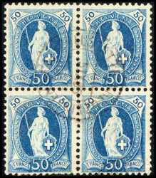 50 Rp. blau, farbfrischer Viererblock, normal bis gut gezähnt,leicht ...