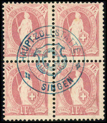 1 Fr. lila, einwandfrei gezähnter Viererblock mit sehr ...