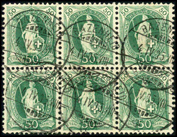 50 Rp. grün, farbfrischer Sechserblock mit guter Zähnung und 6 sehr ...