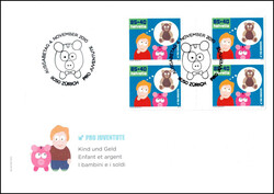 2010, Pro Juventute, Serie mit Zwischensteg auf 4 illustr. FDC, als ...