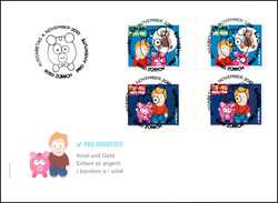 2010, Pro Juventute, Serie mit Zwischensteg auf 4 illustr. FDC, mit ...