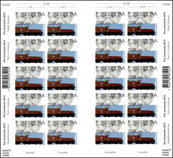 2013, Pro Juventute, vollständiger, postfrischer Zwischensteg-Bogen. ...