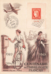1959, 1Fr. ziegelrot, mit ET-Stempel auf Maximumkarte "Centenaire du ...