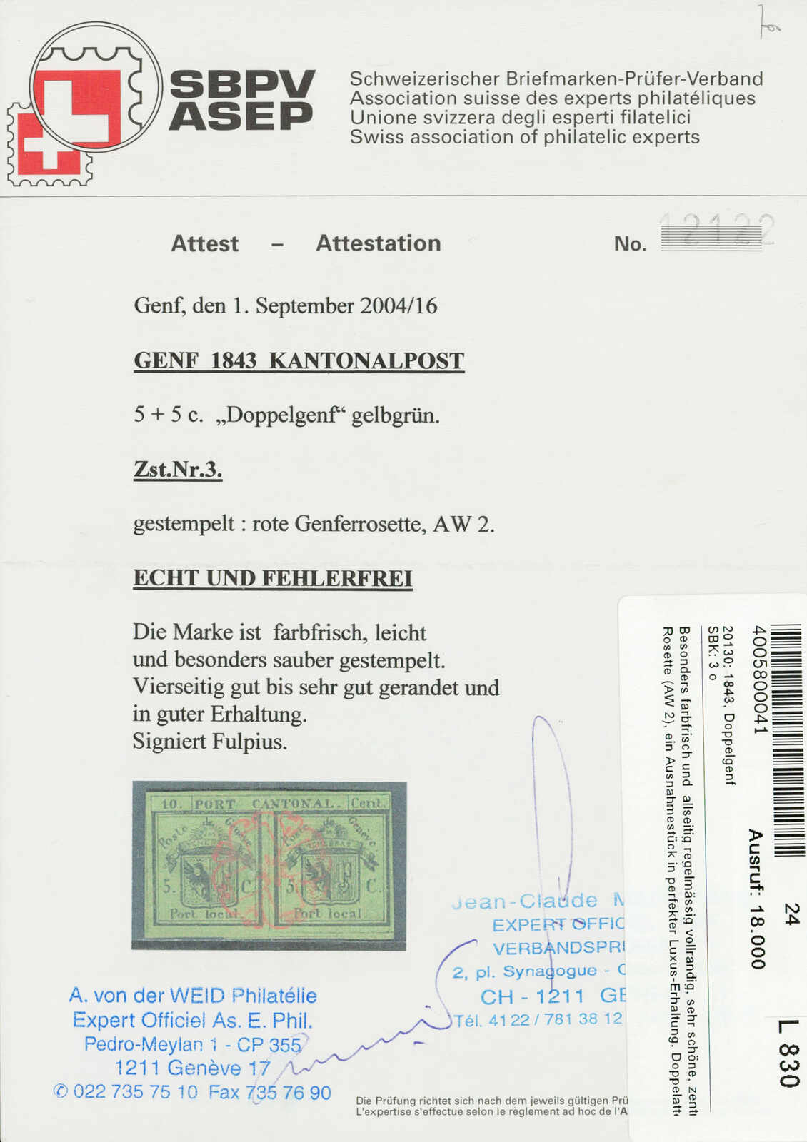 Image 1 for lot number 200 for 66th Jean-Paul Bach Auction