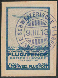 BASEL, farbfrisch und tadellos gezähnt auf Kartenausschnitt mit ...